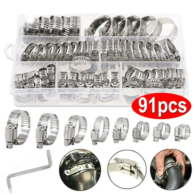 90PCS Hose Pipe Clamps Clips 8-32MM + Z Shaped Tool by salelink.co.nz