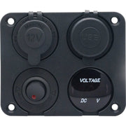 4 Way DC 12V-24V Car Cigarette Lighter Socket+Dual USB Charger Voltmeter Adapter by salelink.co.nz