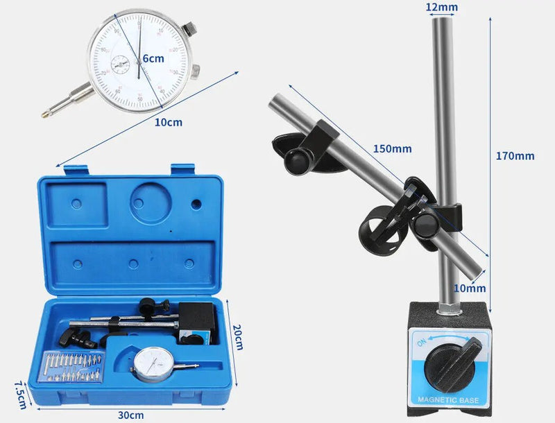 Dial Indicator Gauge Magnetic Base 0-10mm 60KG 22 Indicator Point Set by salelink.co.nz