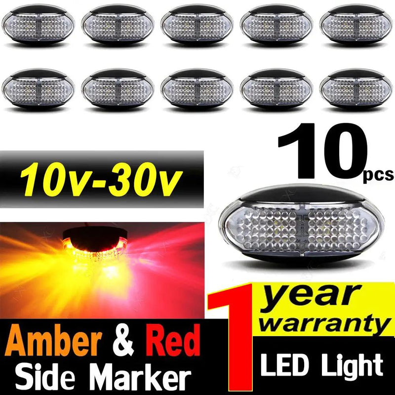 10x 10v-30v Red Amber Clearance Lights Side Marker Led Trailer Truck Lorry Lamp by salelink.co.nz