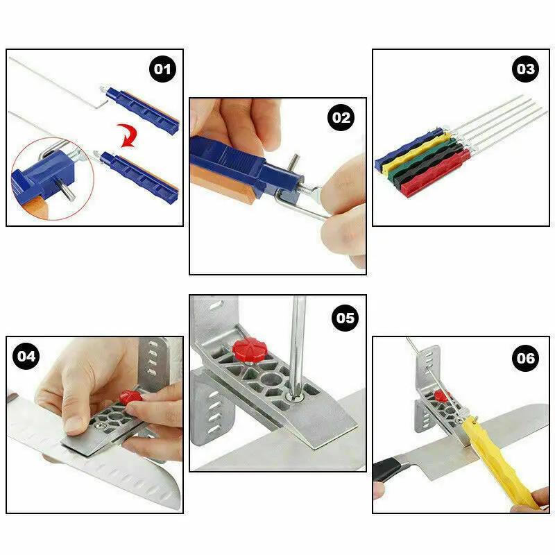 Professional Wide Kitchen Knife Sharpener Fix-angle Sharpening System 5 Stone by salelink.co.nz