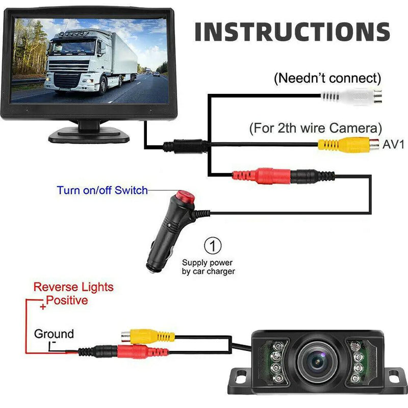 Wireless 5" Monitor Reverse Camera Rear View Parking by salelink.co.nz