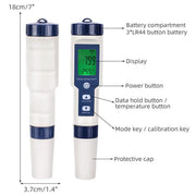 5 in 1 Pen Meter PH EC TDS Salinity Temp LCD Digital Water Quality Monitor Test by salelink.co.nz