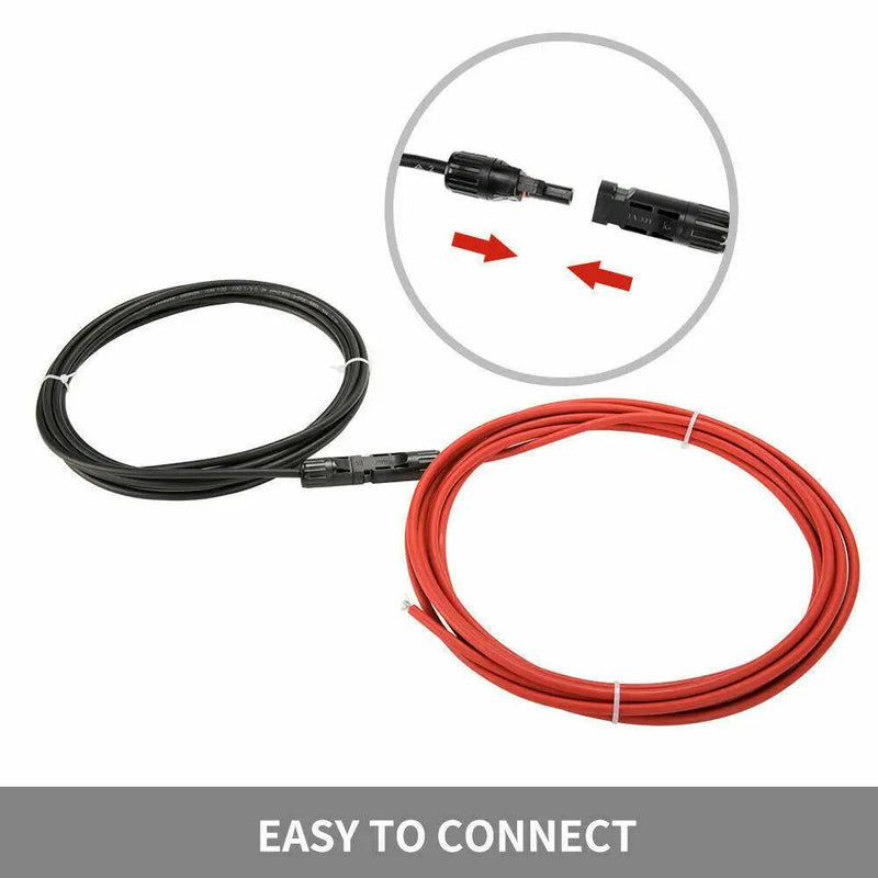 2x 5m Solar Panels Extension Cable MC4 Connector Black & Red PV Wires 4mm2 by salelink.co.nz