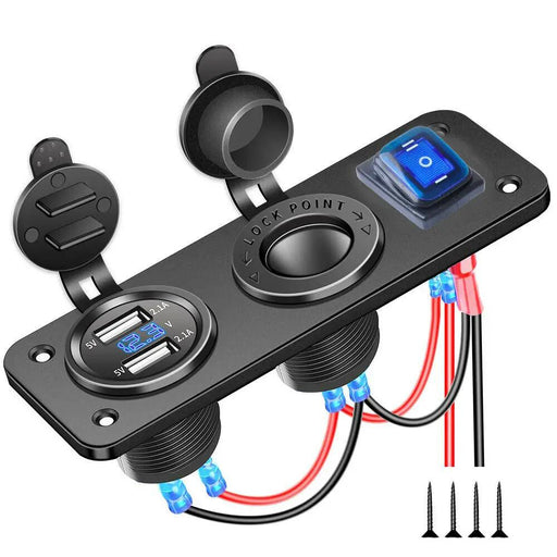 Toggle Switch Four Functions Panel for Car RV Truck Vehicles Blue by salelink.co.nz
