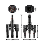1 Pair MC4 3 to 1 T-Branch M/F Connectors for Solar Panel Cable Combiner IP67 PV by salelink.co.nz
