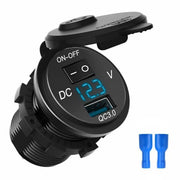 12V/24V QC 3.0 USB Fast Charger Socket Outlet On&amp;Off Switch For Car Motorcycle by salelink.co.nz