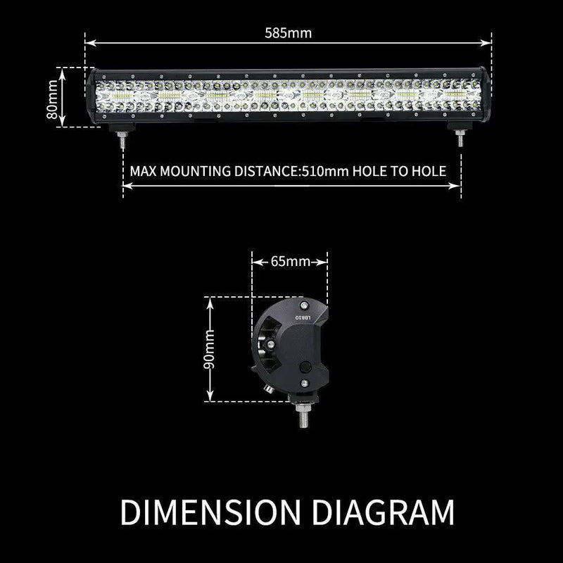 23inch CREE LED Light Bar Tri Row Combo + 23'' Number Plate Frame Mount Bracket by salelink.co.nz