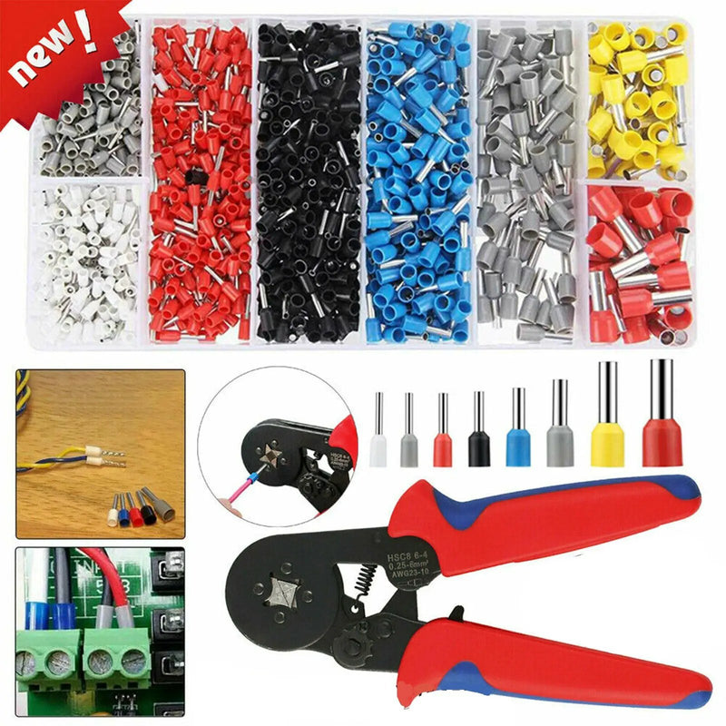 1200PC Ferrule Crimper Electrical Terminals Bootlace 0.25-10mm2 Cord End Ratchet by salelink.co.nz