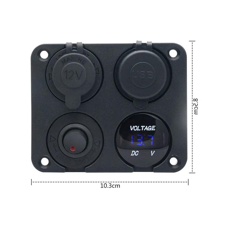 4 Way DC 12V-24V Car Cigarette Lighter Socket+Dual USB Charger Voltmeter Adapter by salelink.co.nz
