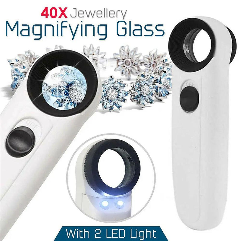 40X Magnifier Glass Jeweler Eye with 2 LED Lights by NZ Diver