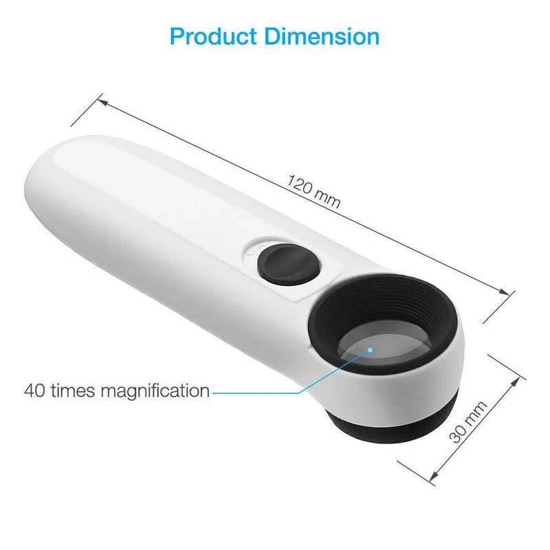 40X Magnifier Glass Jeweler Eye with 2 LED Lights by NZ Diver