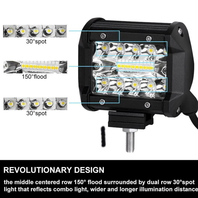 2x 4inch CREE LED Work Light Bar Spot Flood OffRoad Driving Reverse 4x4 Ford by salelink.co.nz