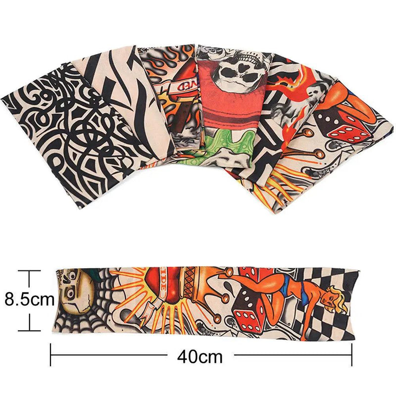 Pack of 6 Arm Sleeve Stretch Costume Fake Tattoo Stocking by salelink.co.nz
