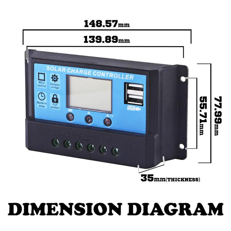 30A 12V 24V LCD PWM Solar Charge Controller With Timer USB Ports