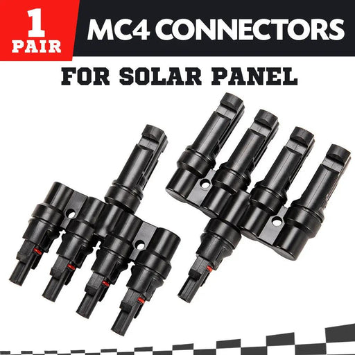 1 Pair MC4 4 to 1 T-Branch M/F Connectors for Solar Panel Cable Combiner IP67 PV by salelink.co.nz