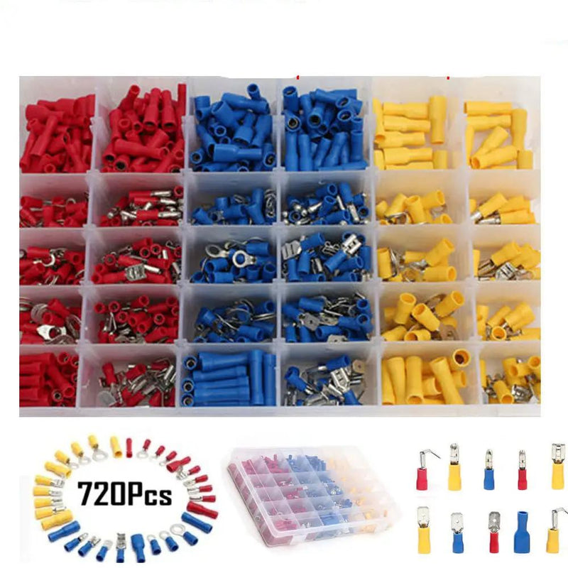 Electrical Wire Connector 720pcs Assorted Insulated Crimp Terminals Spade Set by salelink.co.nz
