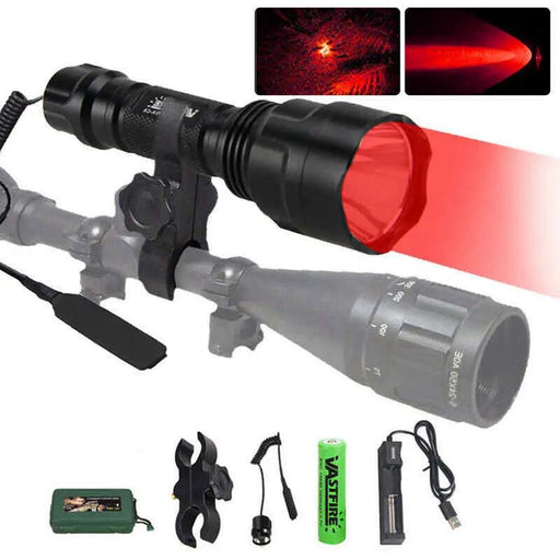 Tactical Red Flashlight Hunting Torch Light Camping Lamp Scope by salelink.co.nz