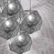 Metal Pendant Light Geometric Silver Lamp Shade Hanging by salelink.co.nz