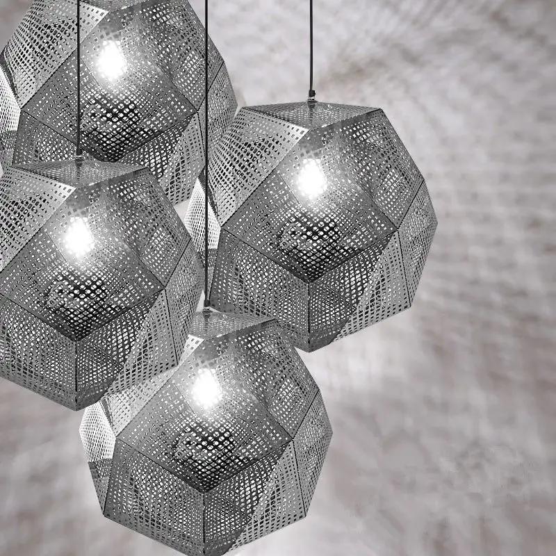 Metal Pendant Light Geometric Silver Lamp Shade Hanging by salelink.co.nz