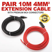2x 10 m Extension Cable 4mm2 Wire MC4 Connectors Panel Solar to regulator Cable by salelink.co.nz