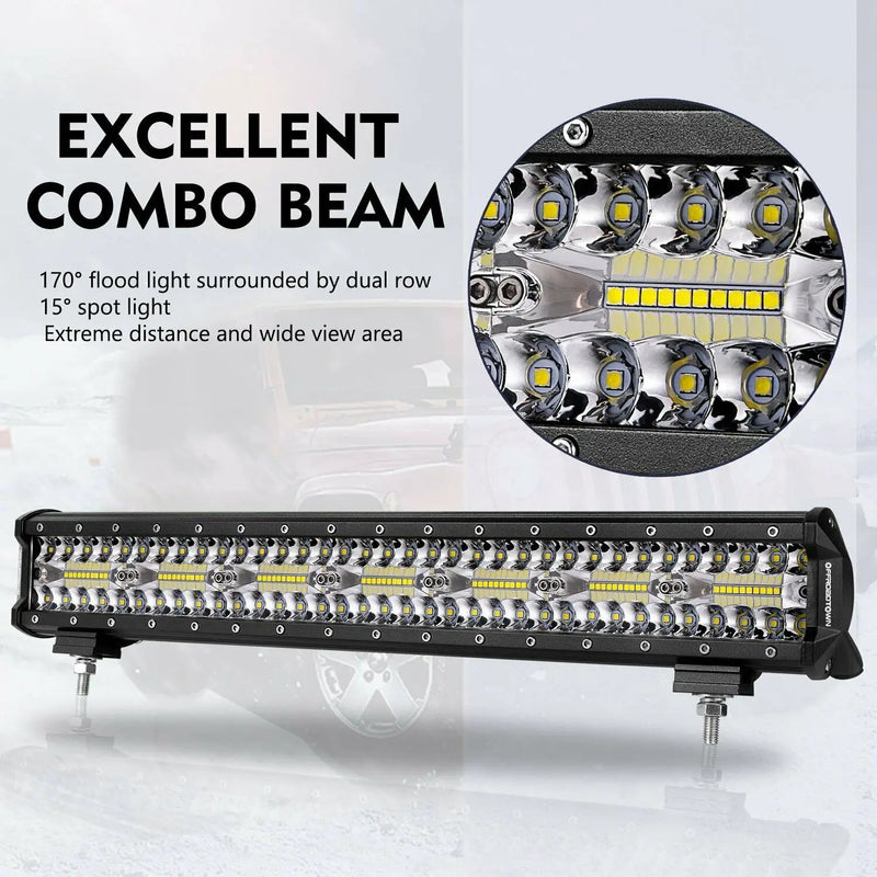 23inch CREE LED Light Bar Tri Row Combo + 23'' Number Plate Frame Mount Bracket by salelink.co.nz
