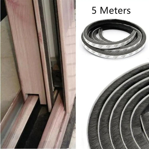 5m Weather Draught Excluder Brush Strip Window Door Seal Tape Self-adhesive by salelink.co.nz