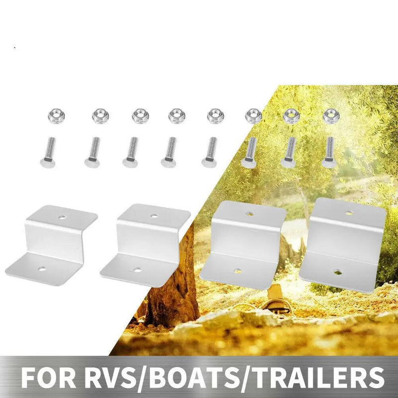 4 Piece Aluminum Solar Panel Mounting Brackets Kit For RV Boat Home