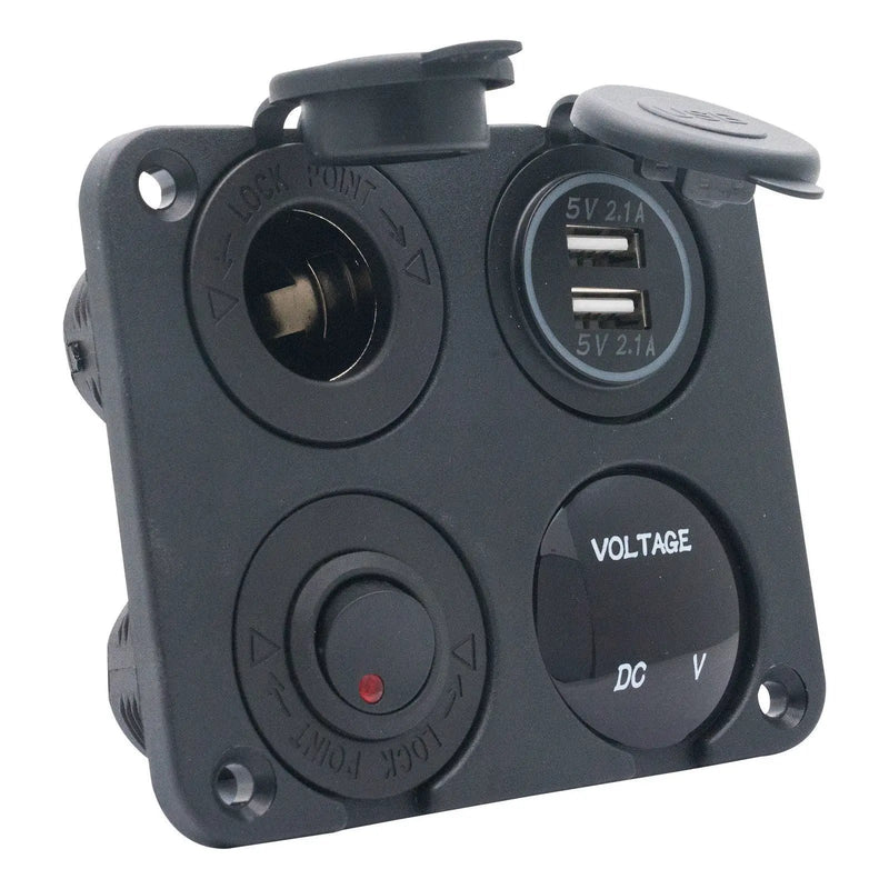 4 Way DC 12V-24V Car Cigarette Lighter Socket+Dual USB Charger Voltmeter Adapter by salelink.co.nz