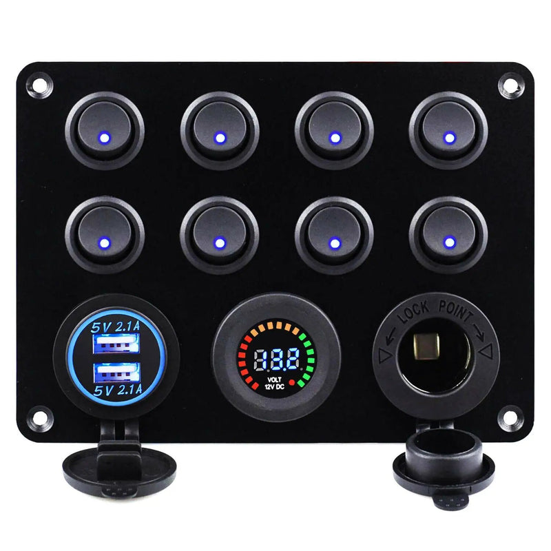 8 Gang Car Auto LED Rocker Switch Panel by salelink.co.nz