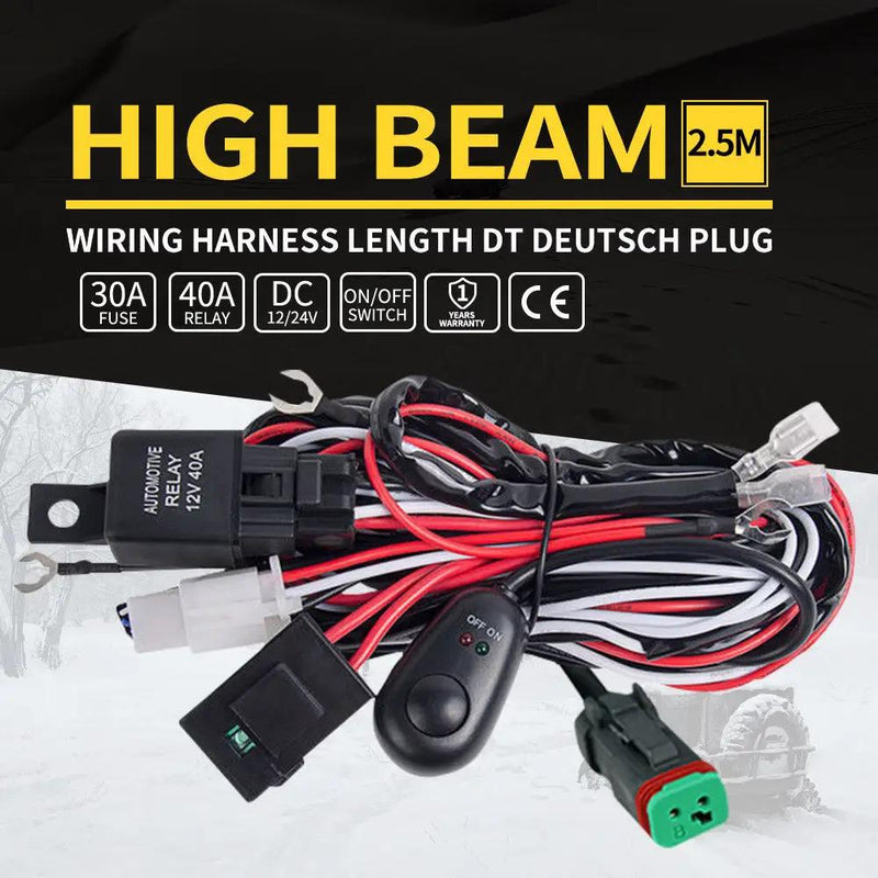 LED HID Wiring Loom Harness Spot Work Driving light bar 12V 40A by salelink.co.nz