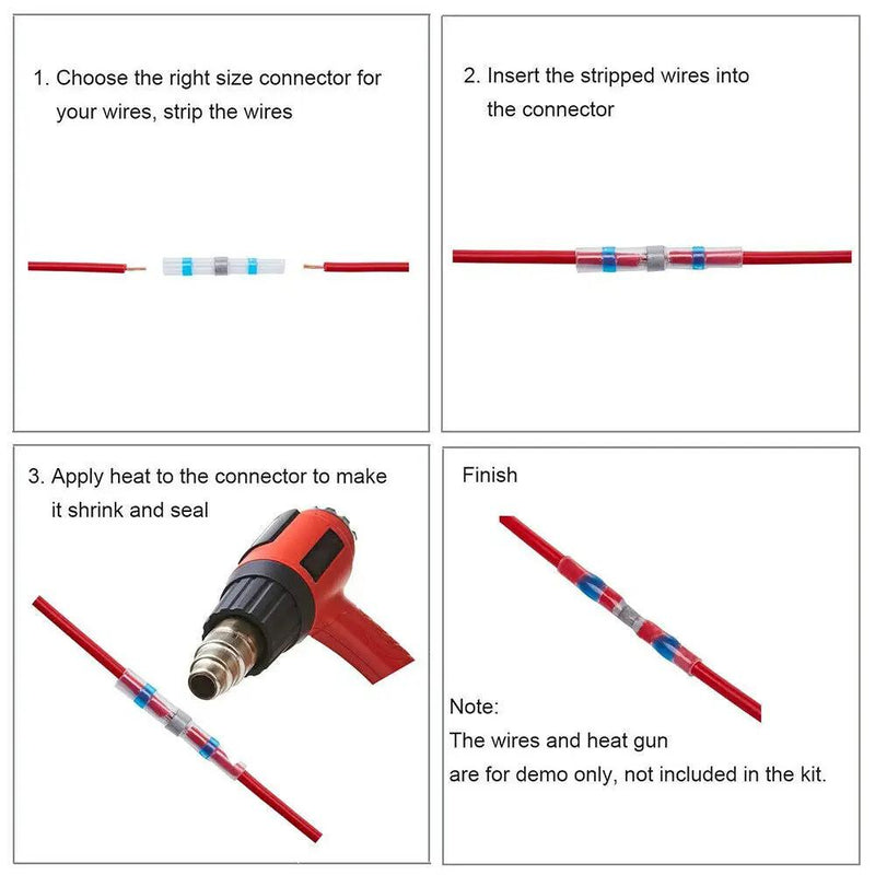 250pcs Waterproof Solder Seal Sleeve Heat Shrink Butt Wire Connectors Terminals by salelink.co.nz