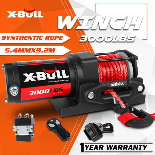 X-BULL Electric Winch Boat 3000LBS 12V Synthetic Rope Wireless Remote ATV UTV by salelink.co.nz