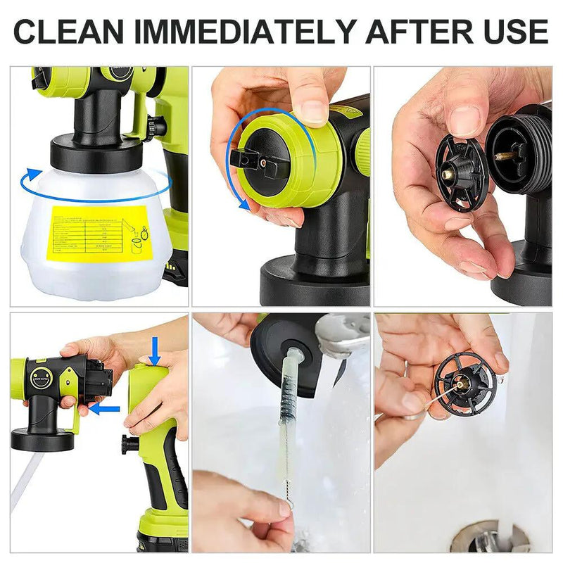Paint Sprayer HVLP Spray Paint Gun fits Ryobi 18V Battery by salelink.co.nz