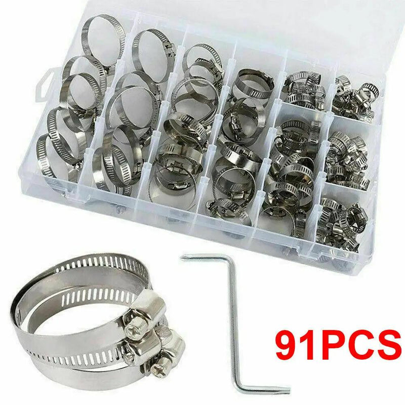 90PCS Hose Pipe Clamps Clips 8-32MM + Z Shaped Tool by salelink.co.nz