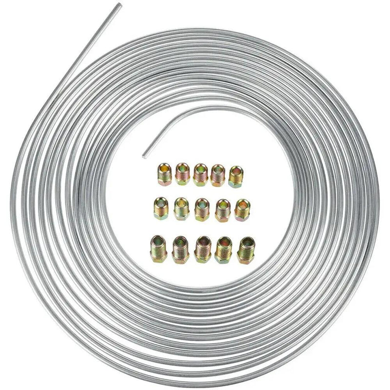 25Ft Roll Coil 3/16''OD Steel Zinc Brake Line Fuel Tubing Pipe Kit & 15 Fittings by salelink.co.nz