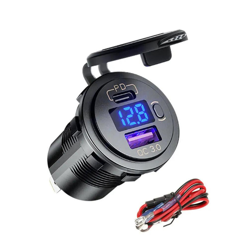 PD Type C USB Car Charger and QC 3.0 Charger 12V Power Outlet Socket ON/Off by salelink.co.nz