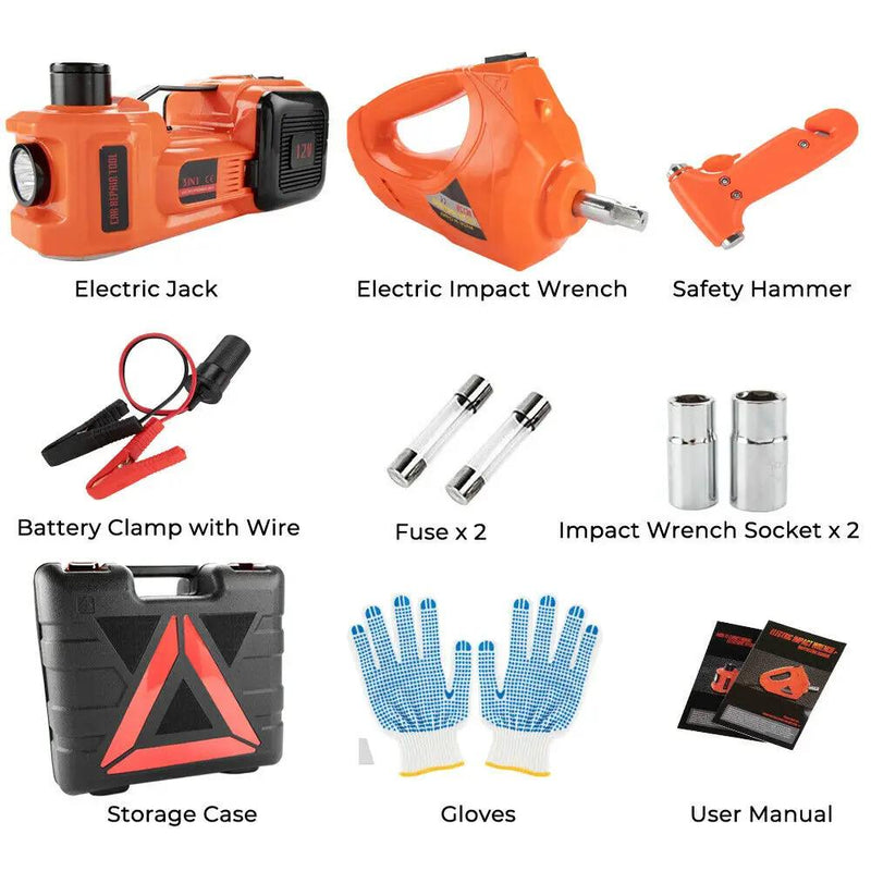 5Ton 12V Car Electric Hydraulic Floor Jack Lift + Impact Wrench Kit Box 3 in 1 by salelink.co.nz