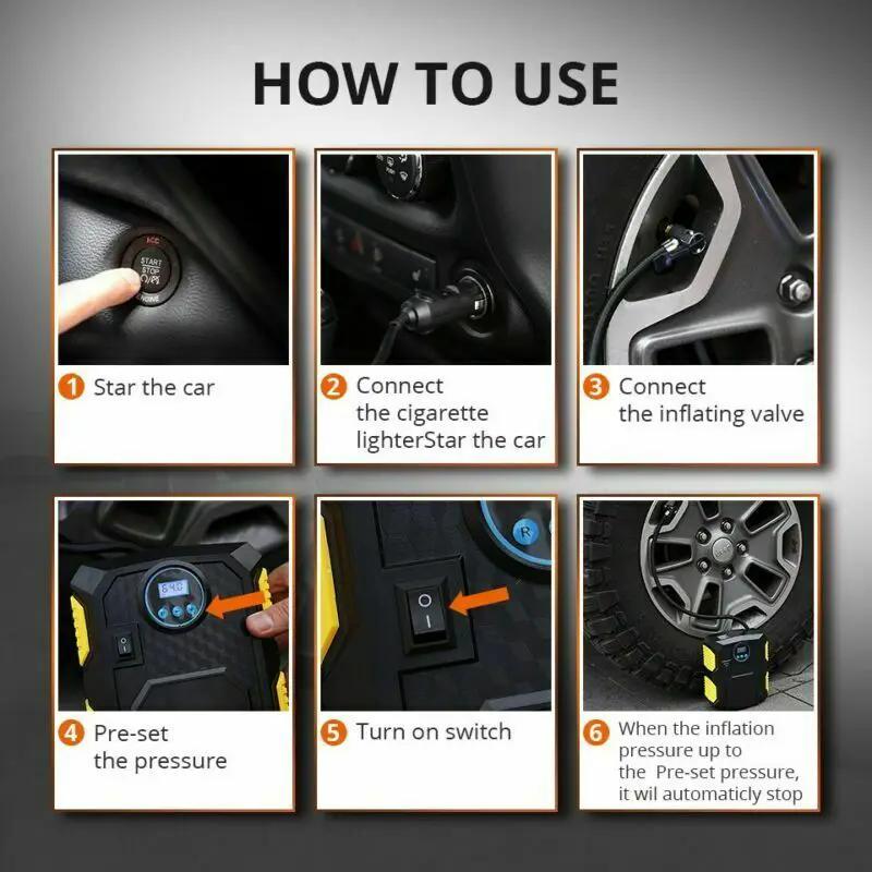 Car Air Compressor Digital Tire Inflator Auto Tyre Pump DC 12V 100PSI by salelink.co.nz
