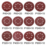 160PCS Sanding Discs 40-800 Grit Pads 125mm Hook&Loop 8 Hole Orbital Sandpaper by salelink.co.nz
