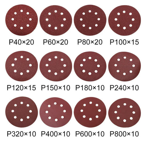 160PCS Sanding Discs 40-800 Grit Pads 125mm Hook&Loop 8 Hole Orbital Sandpaper by salelink.co.nz
