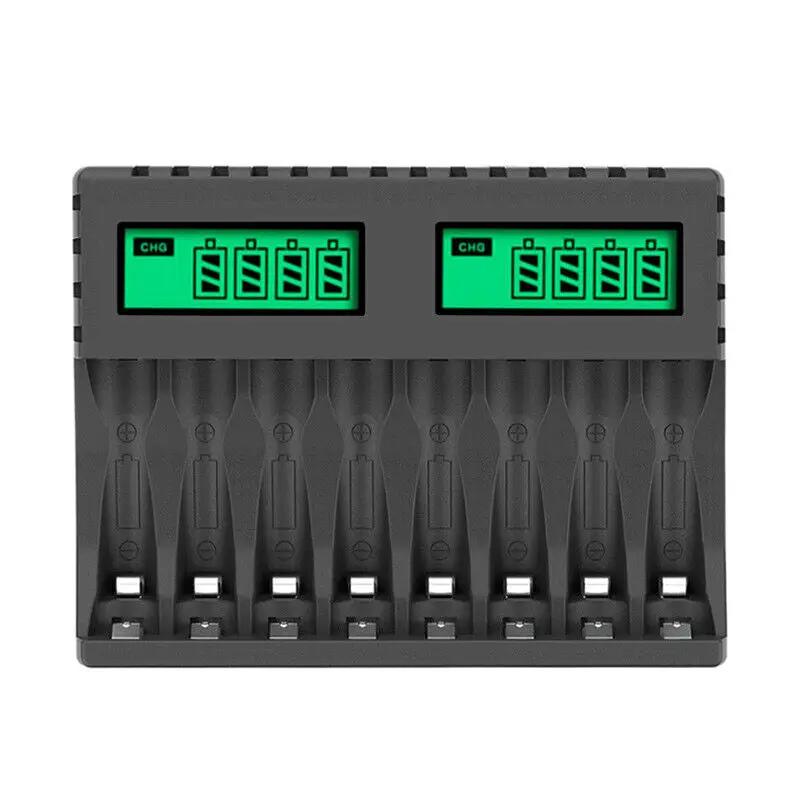 8 Slot Smart Battery Charger for AA/AAA Rechargeable Batteries LCD Display by salelink.co.nz