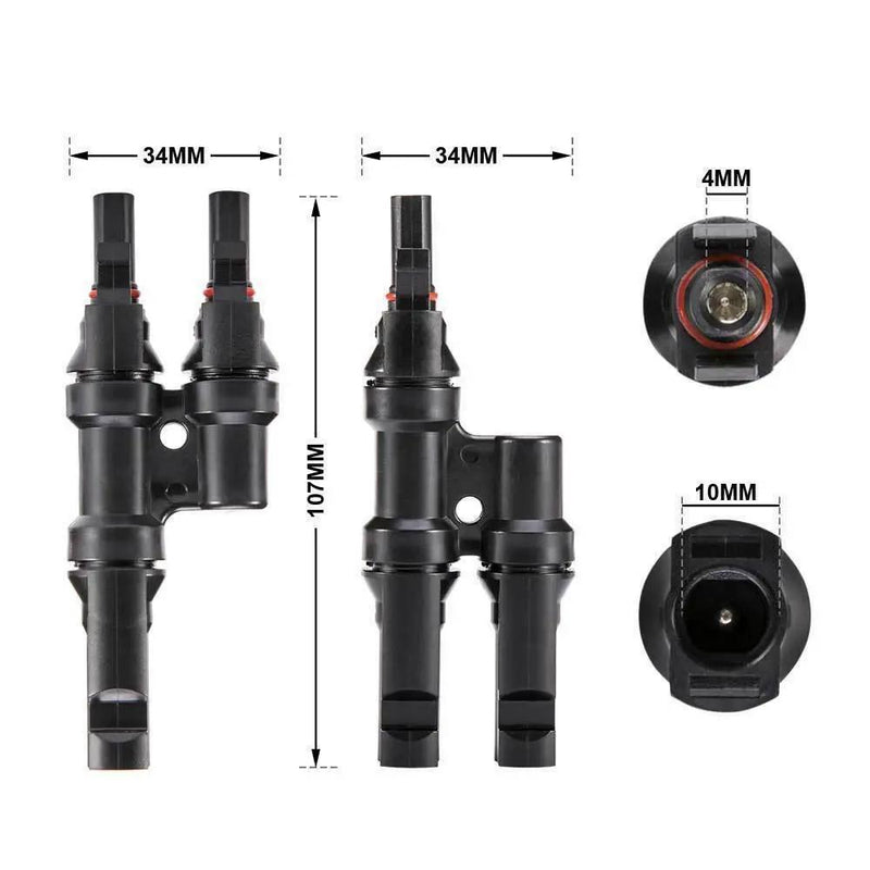 2 To 1 T Branch Cable Connectors Solar Panel PV Connector Male and Female by salelink.co.nz