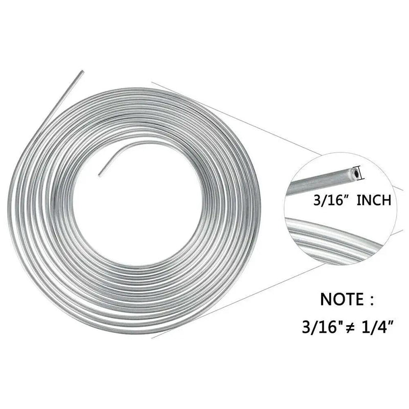 25Ft Roll Coil 3/16''OD Steel Zinc Brake Line Fuel Tubing Pipe Kit & 15 Fittings by salelink.co.nz