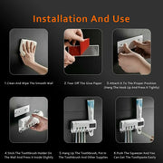Toothbrush Holder UV Dispenser Sterilization Holder Smart Sensor by salelink.co.nz