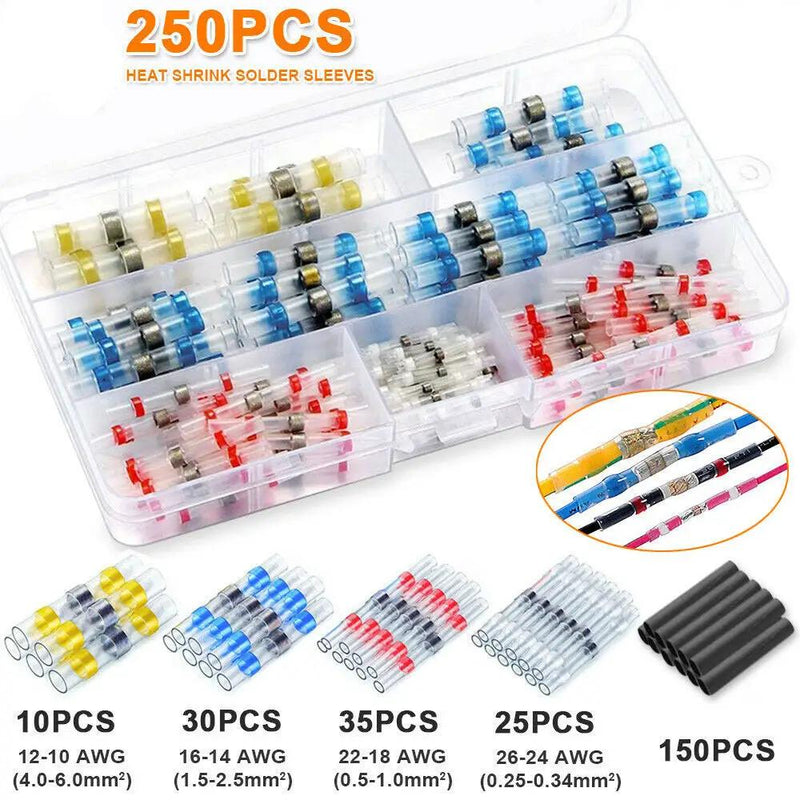 250pcs Waterproof Solder Seal Sleeve Heat Shrink Butt Wire Connectors Terminals by salelink.co.nz