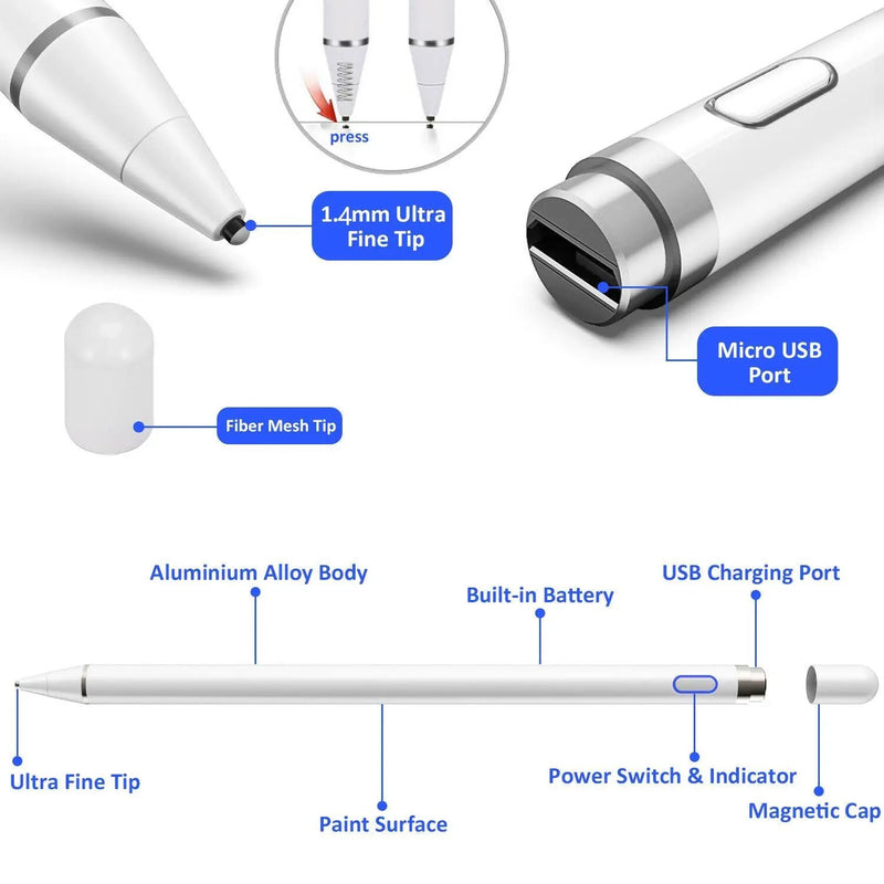 Digital Active Stylus Pen Pencil For Apple iPad Touchscreen Fine Tip 1.4mm New by salelink.co.nz