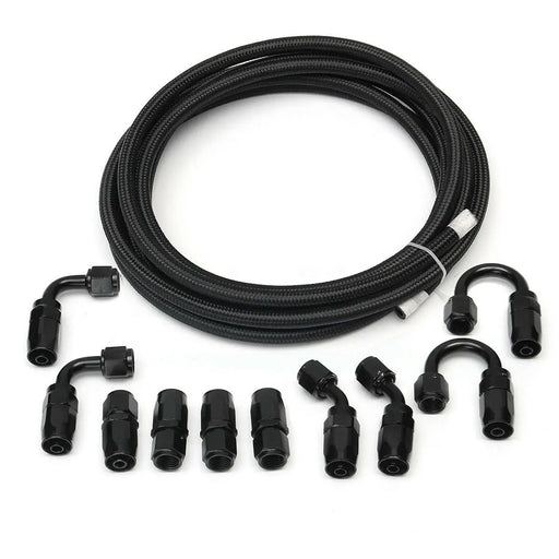 5M AN6-6AN Nylon Steel Braided Oil Fuel Line W/ Fitting Hose End Adapter Kit by salelink.co.nz