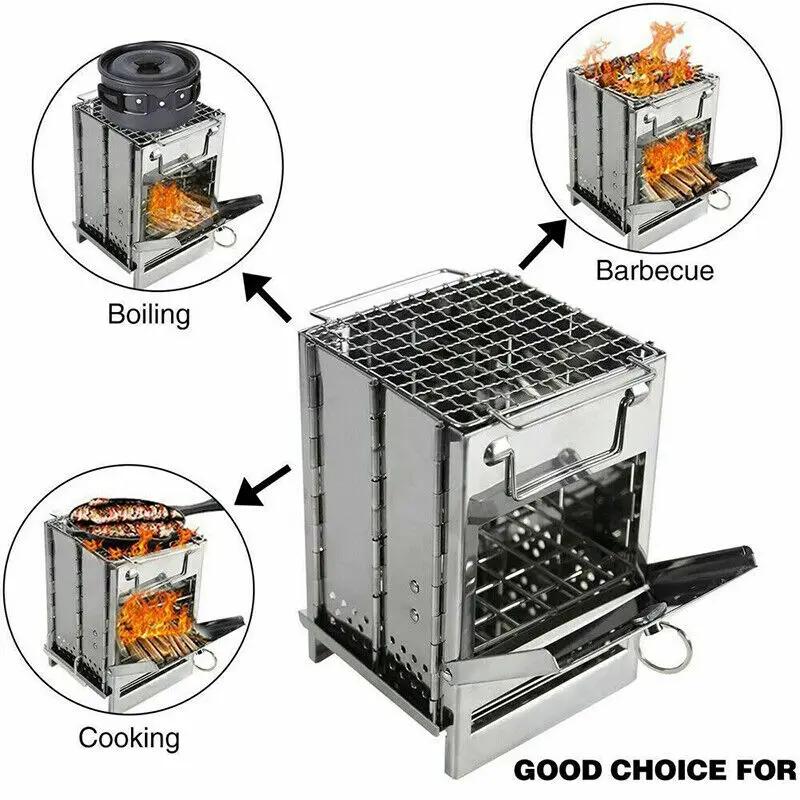 20x20x35cm Camping Stove Camp Wood BBQ Grill by salelink.co.nz