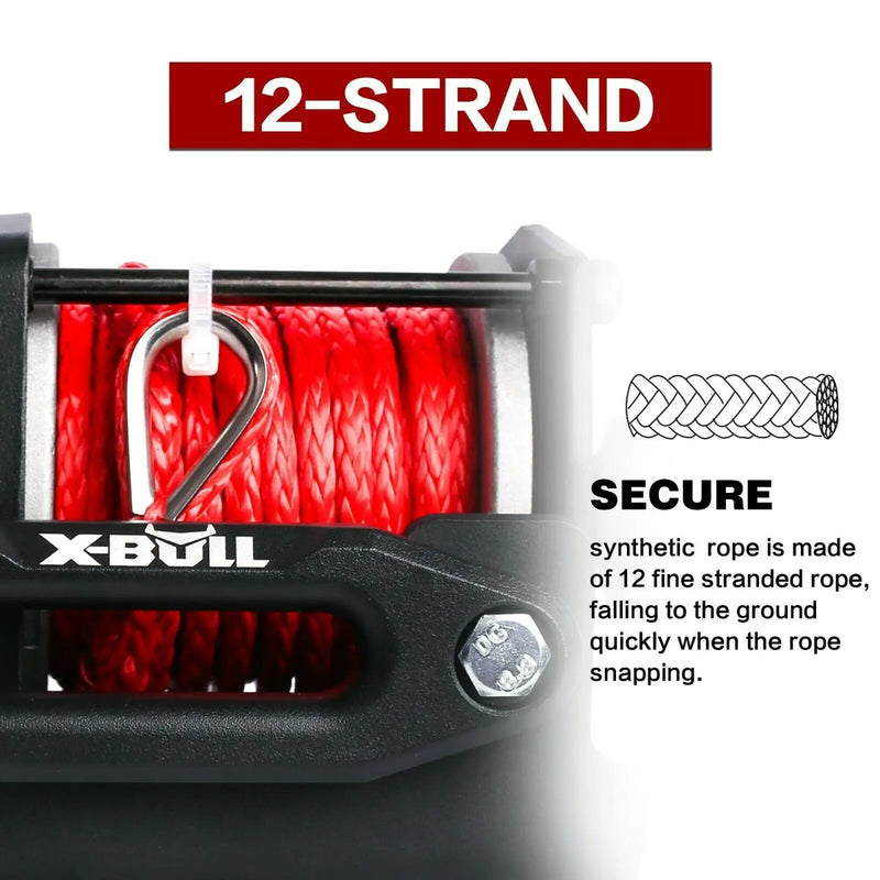 X-BULL Electric Winch Boat 3000LBS 12V Synthetic Rope Wireless Remote ATV UTV by salelink.co.nz